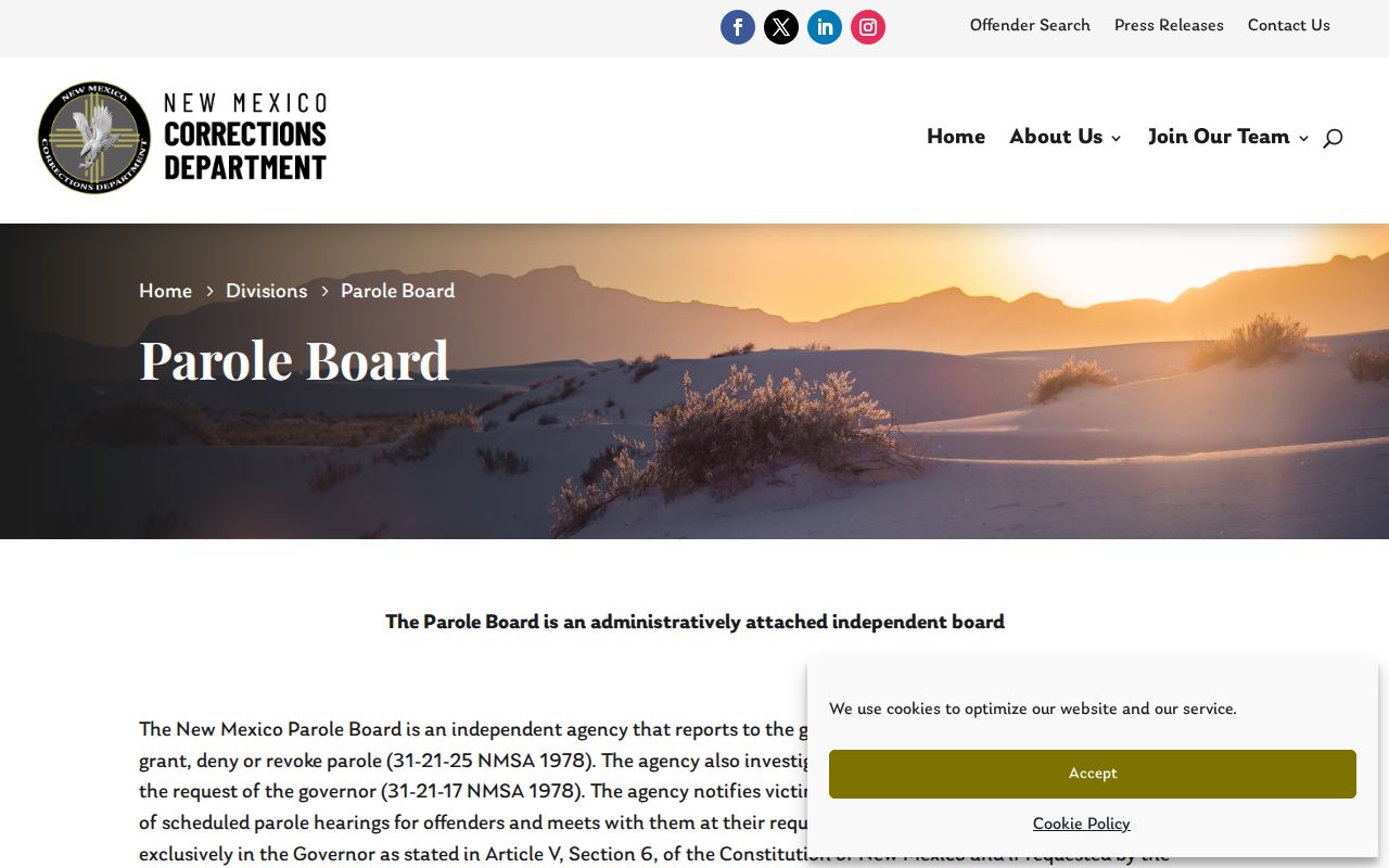 Curry County parole hearing records source at the New Mexico Parole Board
